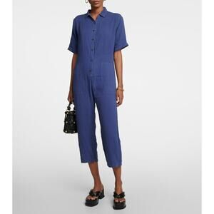 Velvet by Graham & Spencer Elia Cotton Gauze Jumpsuit in Blue Size Medium